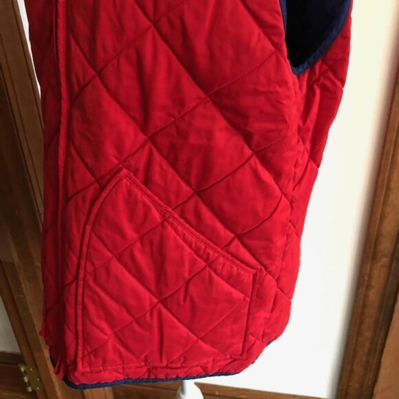CROWN & IVY Red Puffer Quilted Vest Navy Trim Medium - Picture 8 of 14